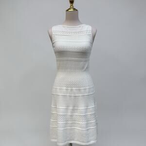 Lauren Ralph Lauren Ivory White Crochet Pointelle Knit Sleeveless Dress Size XS